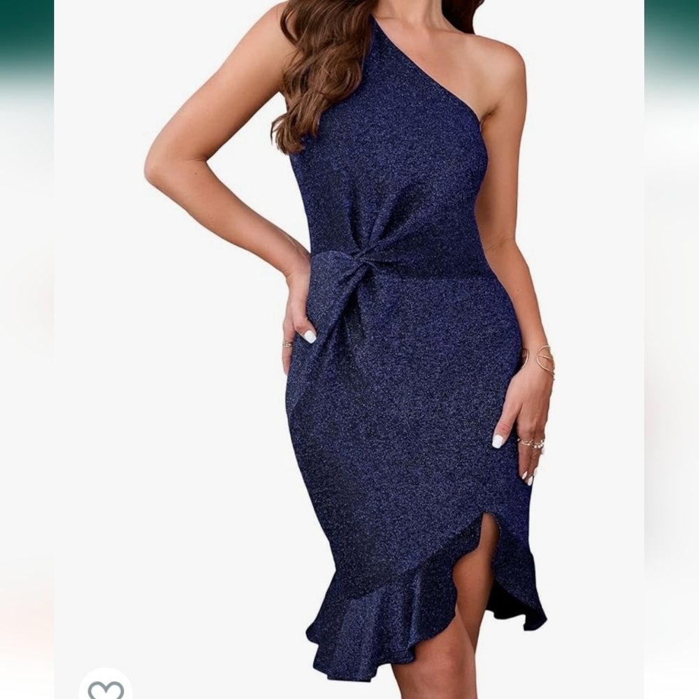 KOJOOIN Women One Shoulder Glitter Dress NWT Size M